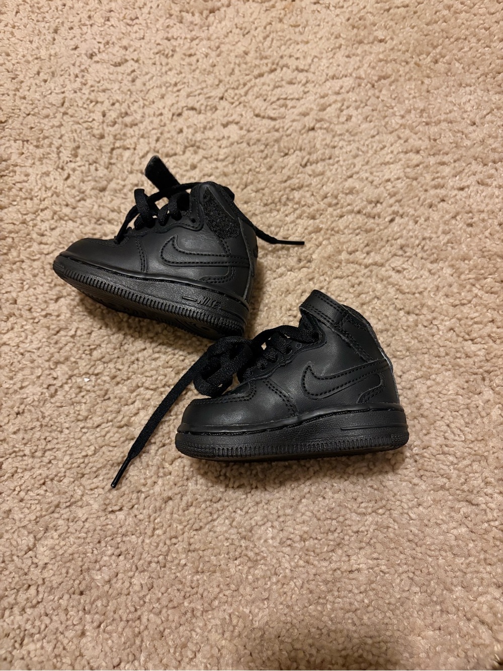 Nike Kids Black High-Top Sneakers with Swoosh